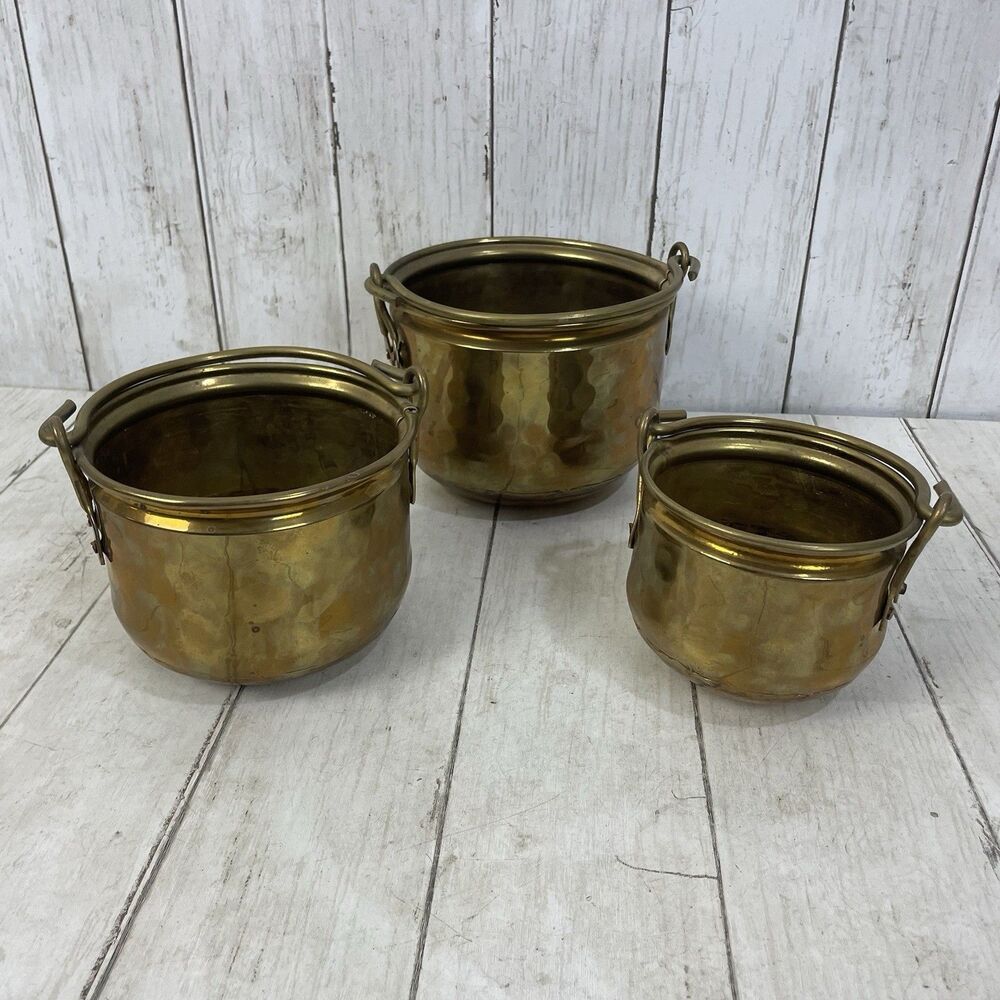 Vintage Brass Nesting Buckets Pot Planters Set of 3 Republic of Ireland